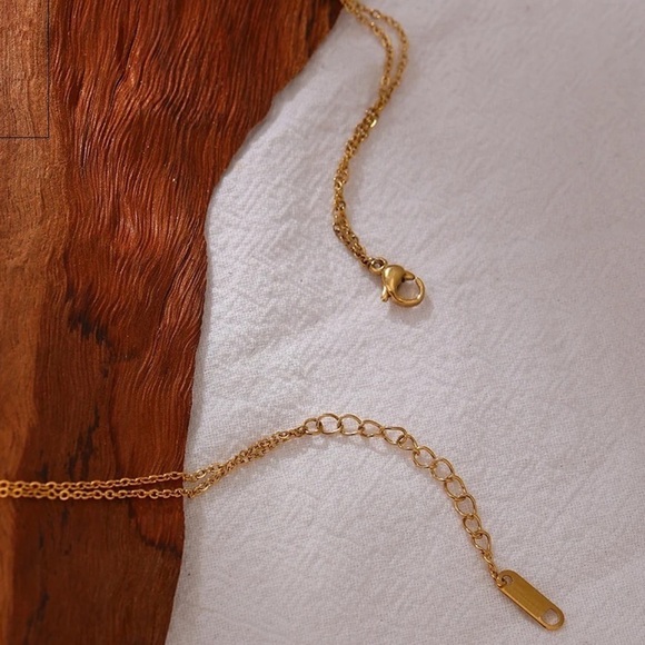 18K Gold Plated Cubic Zirconia Layered Long Pendant Necklace - Picture 5 of 9